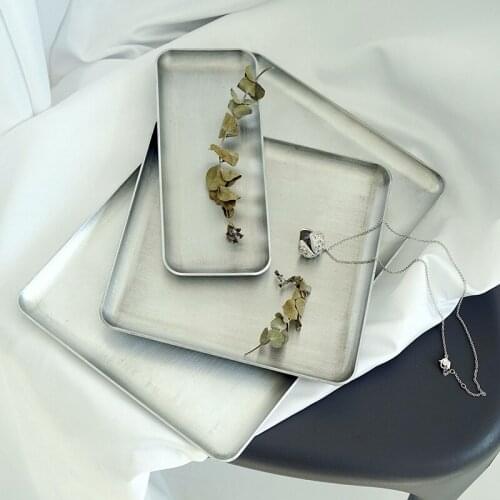 Simple Solid Color Retro Storage Tray Portable Kitchen Bedroom Table Decorative Cosmetics Jewelry Sundries Display Organizer