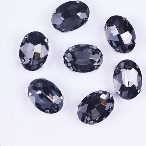 Pulaqi Art Decorations Rhinestones Applique For Clothing Round Oval Claws 18mm Diamond Crystals Rhinestones Sewn Dress Crafts F