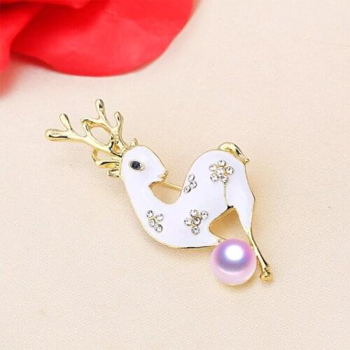 Christmas White Deer Brooch Pin Mountings Base Findings Accessories Jewelry Settings Mounts for Pearls Jade Crystals Agate Coral
