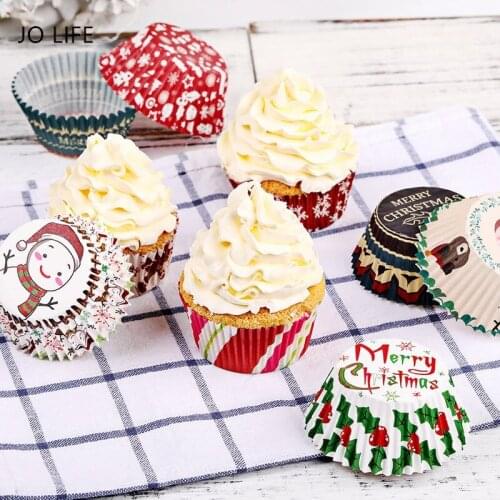 JO LIFE 125PCS/SET Muffin Cupcake Christmas Cartoon Paper Cups Cake Forms Cupcake Liner Baking Tool