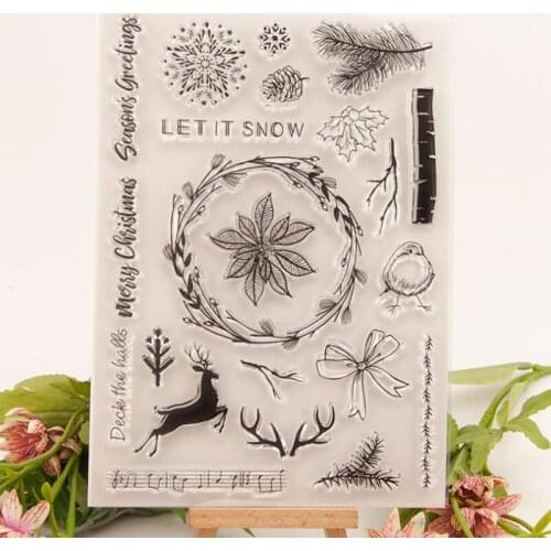Christmas Snowflake Transparent Clear Silicone Stamp Seal Cutting DIY Scrapbook Rubber Coloring Embossing Diary Decor Reusable