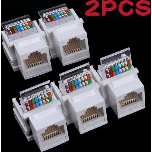 2pcs Tool-free CAT5E UTP network module RJ45 connector Information socket Computer Outlet cable adapter Keystone Jack FOR AMP