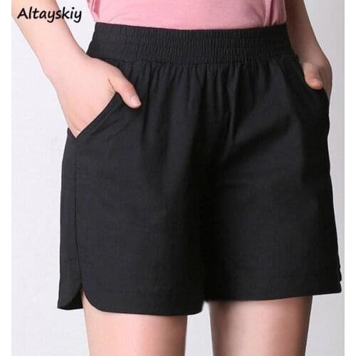 Shorts Women Summer Loose Elastic High Waist Solid Oversize Thin Breathable Wide Leg Trousers Casual Hot All-match Harajuku Chic