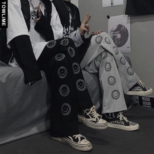 Harajuku Women Printed Pants Japanese Pattern Hip Hop Loose Sweatpants For Woman Wide Leg Pantaloons Men Casual Joggers Pants