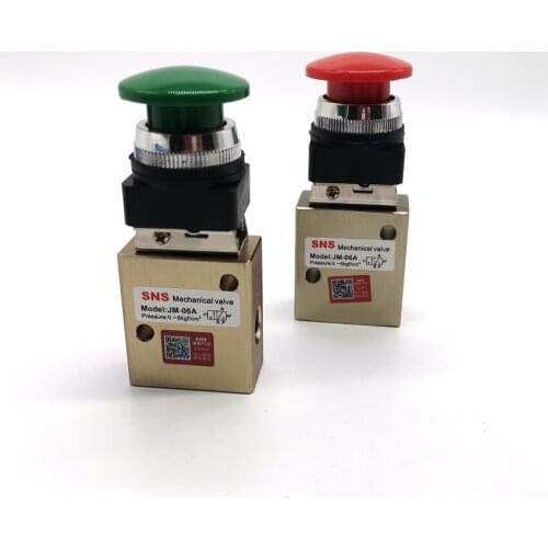 SNS JM-06A Spring-return Type Mechanical Valve 1/4'' Pneumatic Control Valve 2/3 Way Mushroom Hand Control Valve