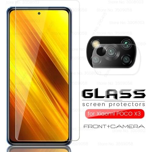 Poco x3 glass 2in1 camera protective glass for xiaomi poco x3 x 3 pocox3 global version 6.67'' smartphone screen protector film