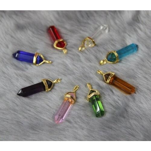 Glass Point Pendant Bullet Shape Women Crystal Necklace Gem Stone Crystal Pendant Necklaces Many colors
