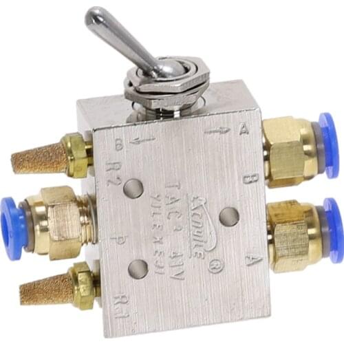TAC2-41P Exhaust valve Silver Tone Alloy 2 Position 5 Way 1/8" Toggle Lever Mechanical Valve Pneumatic valve switch w Fittings
