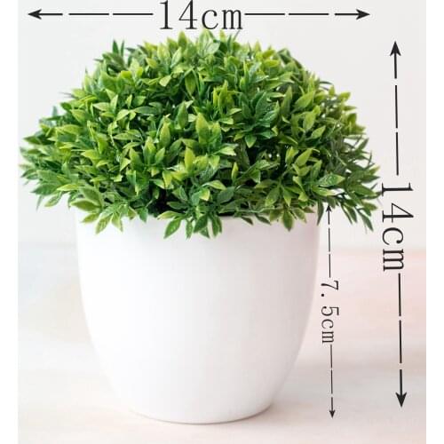 14x14cm 32Heads Grass Plants Bonsai Home Garden Bedroom Balcony Party Decoration Green Artificial Plants Potted Small Bonsai