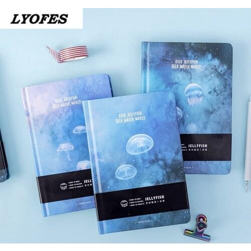 Creative Blue Jellyfish Notebook A5 Blank Color Art Drawing Papers Journal Hard Cover Note Book Korean Stationery Gifts