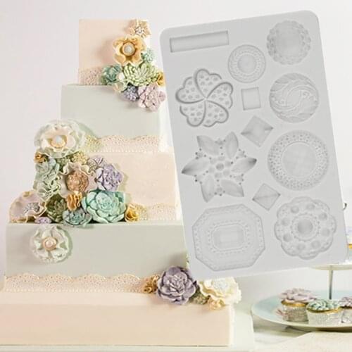 Vintage Brooch Mould Fondant Cake Decorating Tools Silicone Molds Sugarcrafts Chocolate Baking Tools for Cakes Gumpaste Form