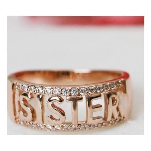 Vintage Classic Letter Rings Stamped SISTER Trendy Rose Gold Plating Rings Accessories 2 Colors Wholesale Price for Women Gifts