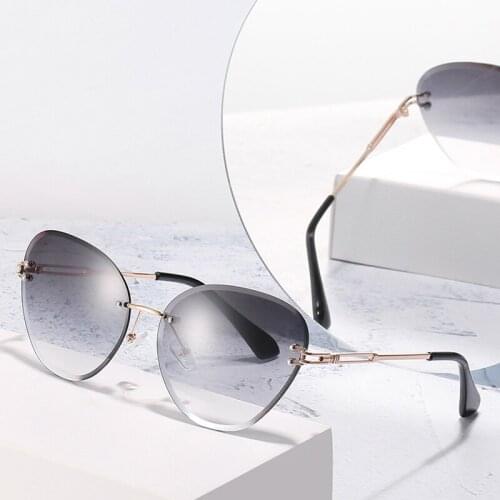 WackSaria Women Sunglasses Frameless Big Oval Shape Gradient Lens Metal Vintage Style Fashion Modern Hot Sell Glasses 2020