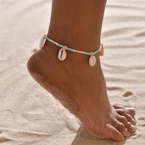 Women Anklet Decorative Fashion Dainty Bead Anklet Foot Bracelet Natural Shell Anklet Shell Pendant Foot Chain Jewellery