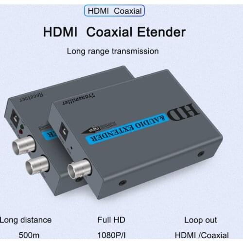 1Pair HDMI Extender Over Coax HD HDMI Kit Coaxial Cable Transmission Extender for Security Cameras with HDMI Coax Loop out