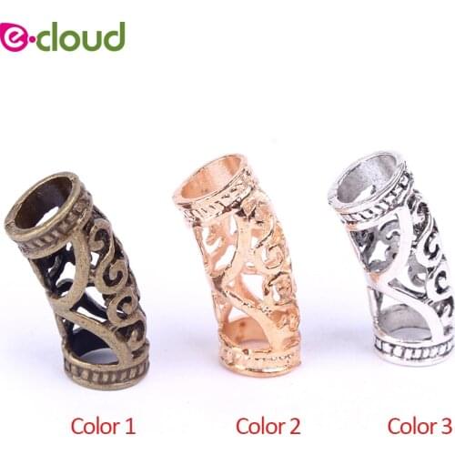 10Pcs/lot Silver Dread Dreadlock Bead Alloy Spacer Hair Braid Cuff Clip Micro Rings Tube For 7mm Hole Hair braids Styling Tool