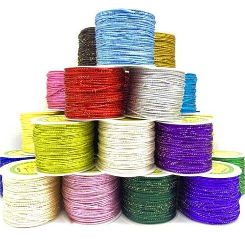5Yards 2mm Colourful Gold wire Chinese Knot Line Cord Silk Satin Cord Nylon Cord DIY Handmade Knitting String Cords