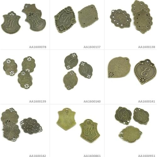 Antique Bronze Tone Jewelry Making Charms Alphabet N Signs Tag Shield K M E C A R H Bracelet Pendant Necklace