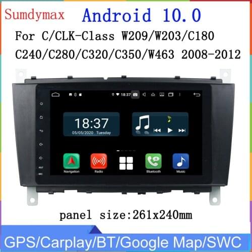For Mercedes BenzC-Classs CLC W203 CLK W209 04-2007 C200 C230 C220 C320 C350 android 10 car audio gps navigation wifi 4+128G rom