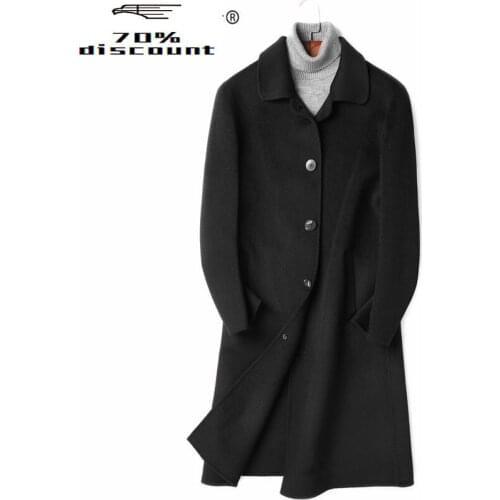 AYUSNUE 200% Wool Coat Men Double-sided Long Jacket Mens Overcoat Plus Size Coats and Jackets Abrigo Hombre LM-282022 KJ2248