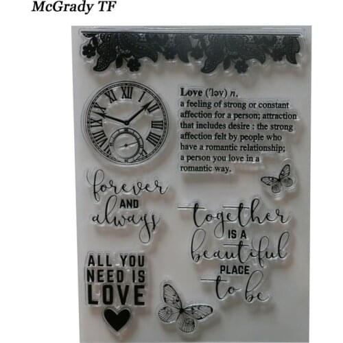 Clock Love Shape Clear Stamps Transparent Silicone Rubber Clear Stamps Cartoon For Scrapbooking/DIY Christmas Wedding Album