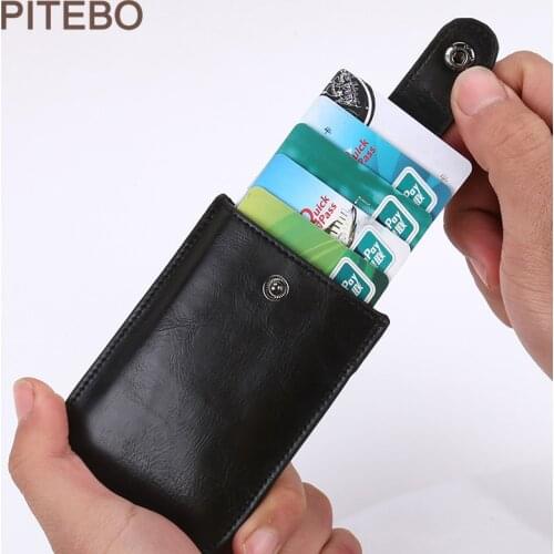 PITEBO Business leather mens large capacity business card holder fashion creative womens portable business card case Good Use