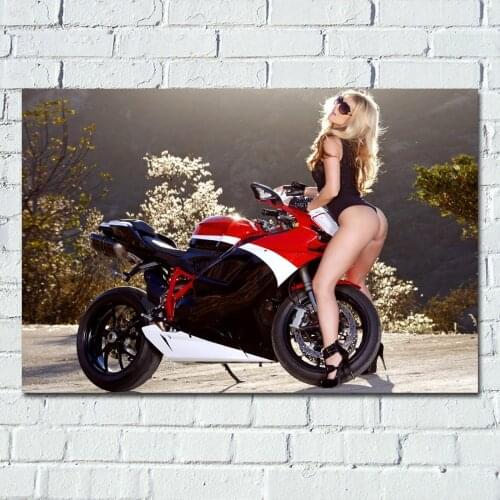 Girl sexy model bikini motorcycle Wallpaper Picture Wall Art Poster Canvas Cloth Printed for Room Decor