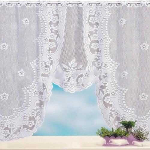 European White Lace Sheer Curtains For Kitchen Valance Window Tulle Curtains Coffee Dividers Curtain Bedroom Roman Blind