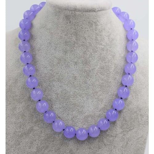Purple jade round 12mm 14mm necklace 17inch wholesale beads nature FPPJ woman 2017