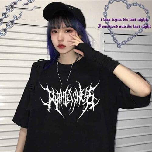 Oversized Tshirt Women Tops harajuku vintage tshirt aesthetic gothic Women cotton t-shirts korean graphic tees punk Hip Hop