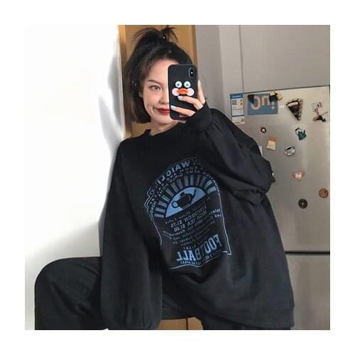 Cotton Chic Spring Thin Sweatshit Women Autumn Loose Korean Harajuku Oversized Sweatshirt Women