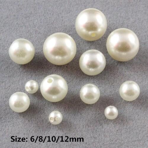 50pcs ABS Half Hole Imitation Pearl Round Beads Handmade Bracelet Earrings Hair Accessories Apparel Diy Jewelry Making Accessori