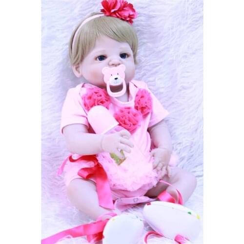 Blonde hair girl doll reborn babies 22" full silicone reborn baby dolls bebe alive reborn bonecas children xmas gift