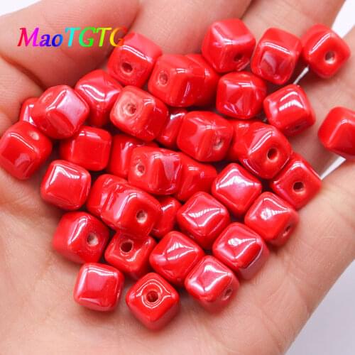 30pcs/lot Square Shaped Ceramic Beads For Jewelry Making Necklace Bracelet 9mm Cube Ceramic Loose Beads Accessories Wholesale
