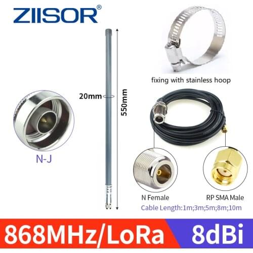 LoRa 915 MHz Hotspot Miner Antenna 868 MHz RP SMA Male with Extended Cable Fiberglass Outdoor IP67 Waterproof High Gain Antena