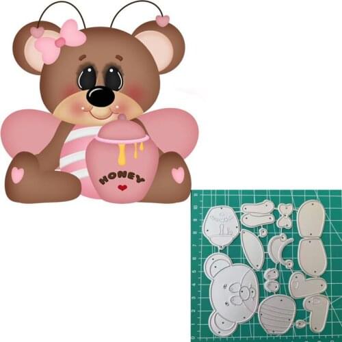 Honey Bear Layering Die Valentine Metal Cutting Embossing Cuts Scrapbook Paper Craft Knife Mould Blade Punch Stencils Dies