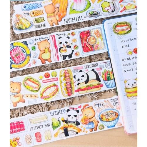 Lovely Panda Food Washi Tapes Bullet Journal Masking Tape Adhesive Tape DIY Scrapbooking Washi Stickers