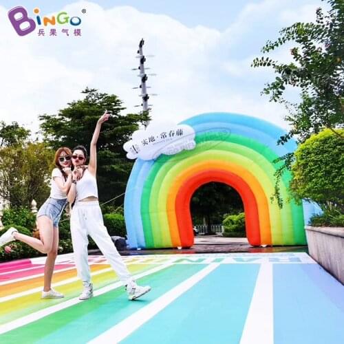 Customized 6.5x4.5 meters inflatable rainbow arch / rainbow balloon arch / colorful inflatable arch toys