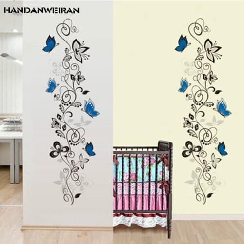 1PCS Blue Butterfly Flower Rattan Wall Stickers Home Decoration For LivingRoom Bedroom Home Decor 50*70cm