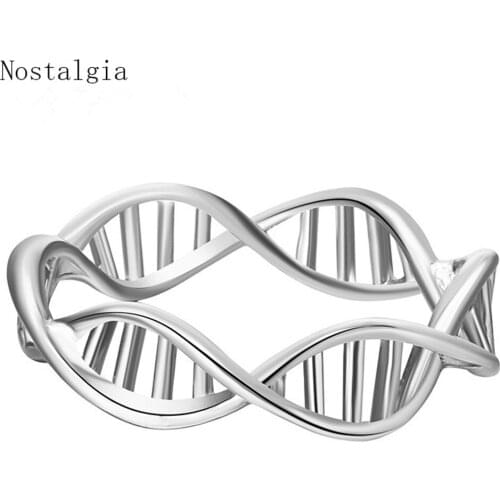 Nostalgia DNA Ring Infinity Chemistry Molecule Spiral Rings Minimalist Jwelry For Women Gold Silver Plated