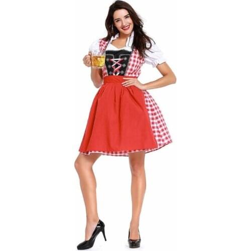 New Arrival Plus Size New German Beer Maid Costume Women Oktoberfest Dirndl Dress Adult Halloween Womens Beer Maid