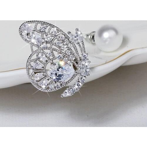 S925 silver earring Sweet AAA Zircon Butterfly Earring Silver Color Asymmetry Dangle Earring For Women Fashion Earrings