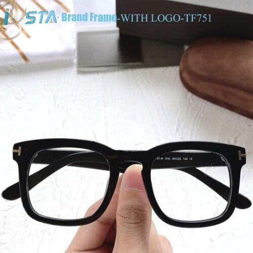 IVSTA TF751 with Logo Top Quality Big Glasses Vintage Myopia Men Oversized Acetate Luxury Brand Designer with Box Square Glasses