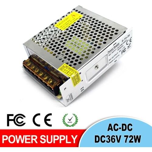 Single Output DC36V 2A 72W Switching power supply Driver 110V 220V AC to DC 36V SMPS for CCTV Camera 3D Printer Motor CNC AV DV