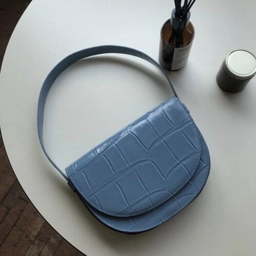 Factory wholesale Ins with niche design flip half-month armpit bag leather baguette shoulder bag zebra Crocodile tattoo