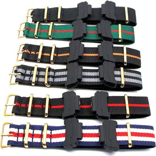 Nylon Watchband Sports Belt for Casio G-Shock Watch Bracelet Strap For NATO Canvas Band Gold Buckle Replacement Accessories 22MM
