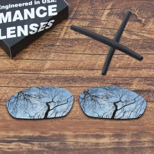 ToughAsNails Metallic Silver Mirrored Polarized Replacement Lens and Gray Earsocks for Oakley Whisker