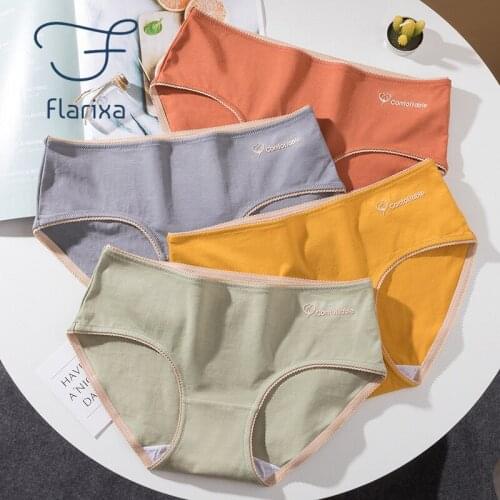 Flarixa 3Pcs Womens Seamless Panties Lace Cotton Briefs Girl Thongs Comfortable Antibacterial Large Size Womens Underwear