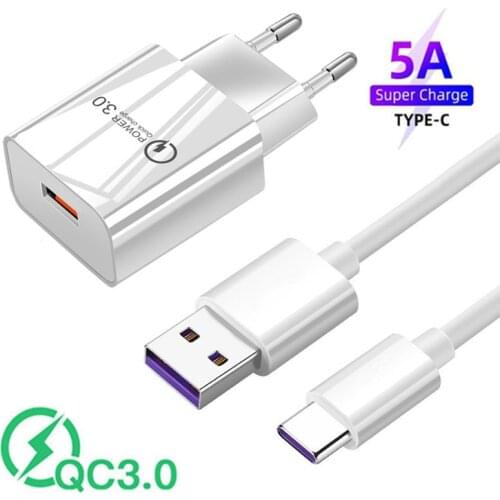 USB 3.0 5A fast Type C Charger Cable For Samsung A21s A71 Huawei P10 Honor view 30 Redmi 9 LG G7 Motorola G8 Power Phone adapter