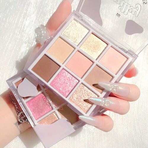 Xixi eyeshadow palette 9 colors nude pink gold silver pigment long lasting waterproof diamond glitter eyeshadow powder AC403